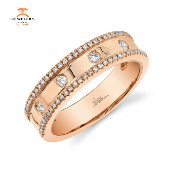 14KT GOLD 0.23 CTW DIAMOND ACCENT RING - Image 4