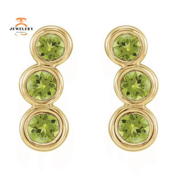 14KT GOLD 0.64 CTW PERIDOT EAR CLIMBER EARRINGS - Image 2