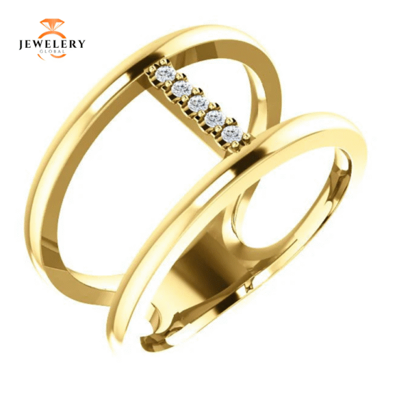14KT GOLD .04 CTW DIAMOND NEGATIVE SPACE RING