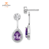 14KT 1.70 CTW AMETHYST & 0.63 CTW DIAMOND PEAR HALO EARRINGS
