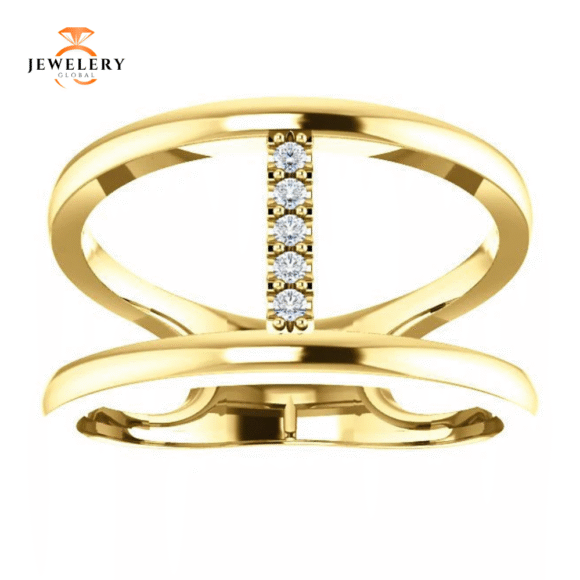14KT GOLD .04 CTW DIAMOND NEGATIVE SPACE RING - Image 2