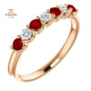 14KT GOLD 0.36 CTW RUBY & 0.18 CTW DIAMOND 7 STONE BAND