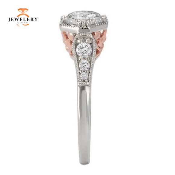 14KT 1/5 CTW DIAMOND OCTAGON VINTAGE SETTING FOR 1 CT ROUND - Image 3