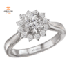 14KT GOLD 1/3 CTW DIAMOND FLOWER HALO MOUNTING FOR 1 CT ROUND