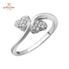 10KT WHITE GOLD 1/10 CTW DIAMOND DOUBLE HEART PROMISE RING