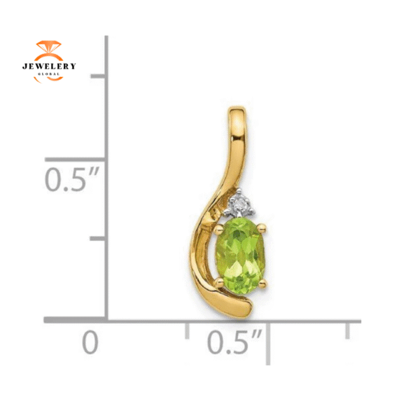 14KT GOLD DIAMOND AND OVAL PERIDOT PENDANT - Image 4