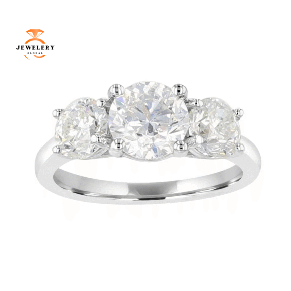 14KT White Gold 3 CTW Diamond 3 Stone Ring