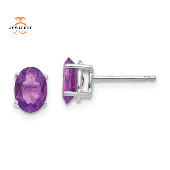 14KT GOLD OVAL AMETHYST EARRINGS