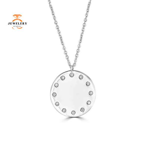 14KT Gold 1/10 CTW Diamond Round Plate Necklace