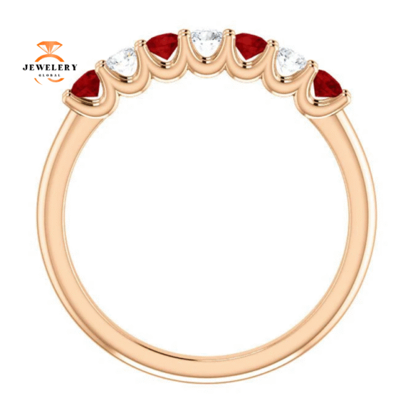 14KT GOLD 0.36 CTW RUBY & 0.18 CTW DIAMOND 7 STONE BAND - Image 2