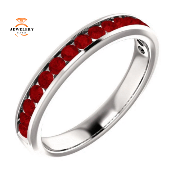 14KT GOLD 0.64 CTW ROUND RUBY CHANNEL-SET BAND