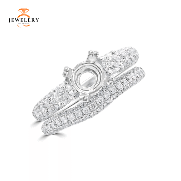 14KT 1.75 CTW Diamond Bridal Set for 1-1.25CT Round Diamond