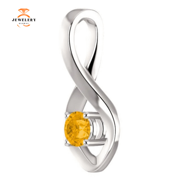 14KT GOLD 0.24 CT ROUND CITRINE INFINITY PENDANT - Image 2