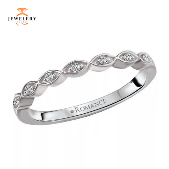 14KT GOLD .04 CTW ROUND DIAMOND SCALLOPED BAND - Image 3