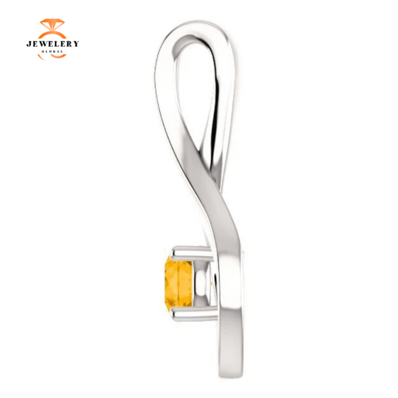 14KT GOLD 0.24 CT ROUND CITRINE INFINITY PENDANT - Image 3
