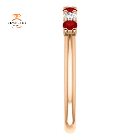 14KT GOLD 0.36 CTW RUBY & 0.18 CTW DIAMOND 7 STONE BAND - Image 4