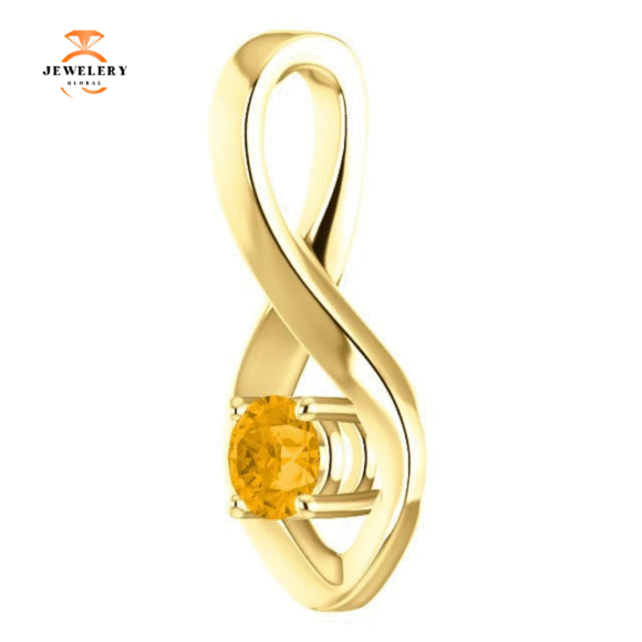 14KT GOLD 0.24 CT ROUND CITRINE INFINITY PENDANT - Image 5