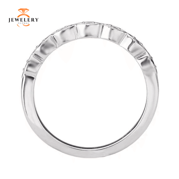 14KT GOLD .04 CTW ROUND DIAMOND SCALLOPED BAND - Image 6