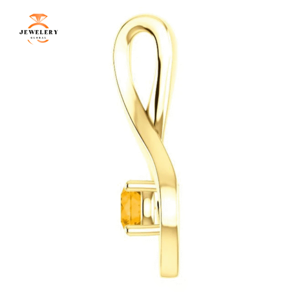 14KT GOLD 0.24 CT ROUND CITRINE INFINITY PENDANT - Image 6