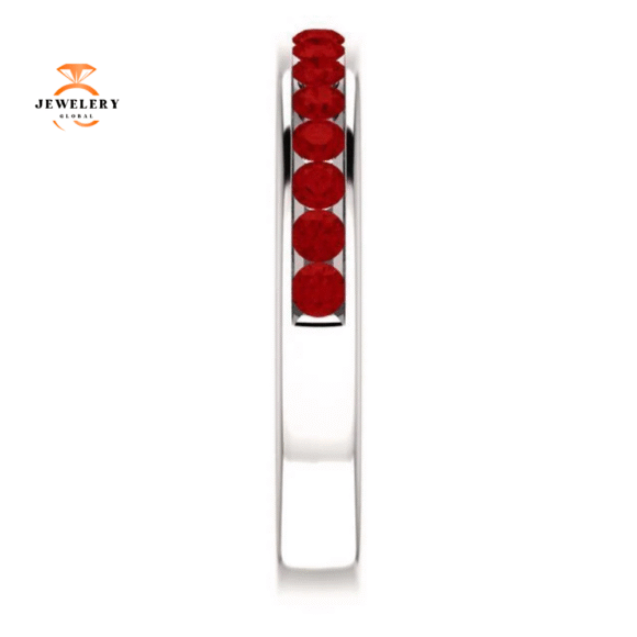 14KT GOLD 0.64 CTW ROUND RUBY CHANNEL-SET BAND - Image 5