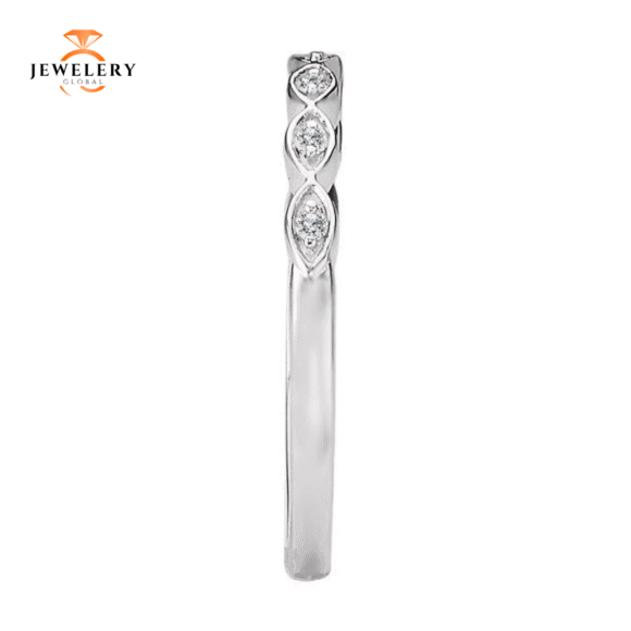14KT GOLD .04 CTW ROUND DIAMOND SCALLOPED BAND - Image 5