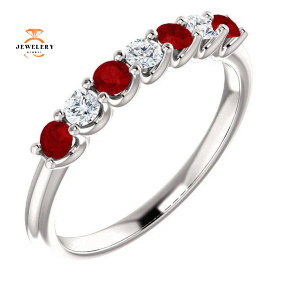 14KT GOLD 0.36 CTW RUBY & 0.18 CTW DIAMOND 7 STONE BAND - Image 13