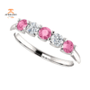 14KT GOLD 0.50 CTW PINK SAPPHIRE & 0.20 CTW DIAMOND 5 STONE BAND