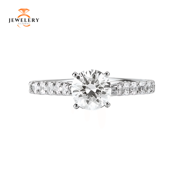 14KT 1/2 CTW Diamond Accent Cathedral Setting for 1 CT Diamond - Image 6