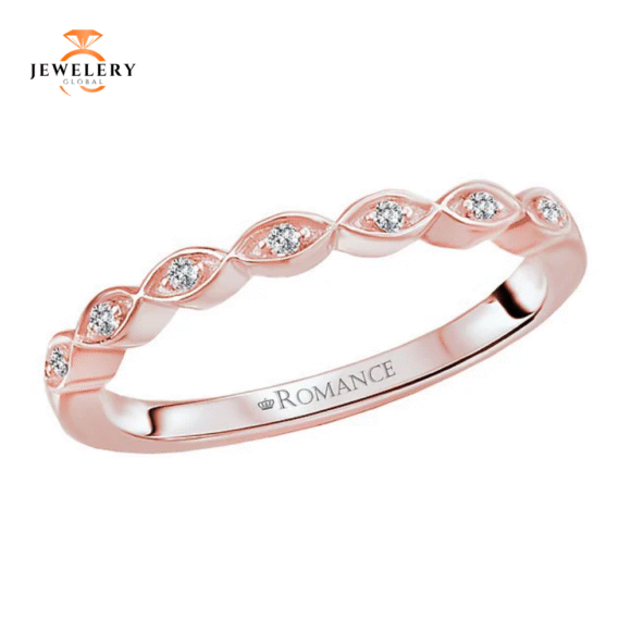 14KT GOLD .04 CTW ROUND DIAMOND SCALLOPED BAND - Image 2