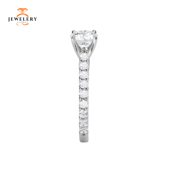 14KT 1/2 CTW Diamond Accent Cathedral Setting for 1 CT Diamond - Image 7