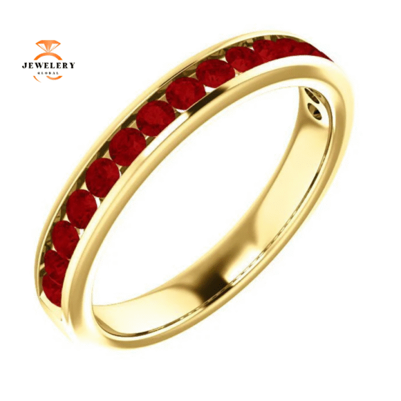 14KT GOLD 0.64 CTW ROUND RUBY CHANNEL-SET BAND - Image 12
