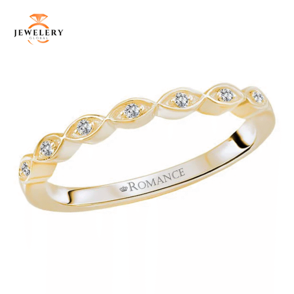 14KT GOLD .04 CTW ROUND DIAMOND SCALLOPED BAND