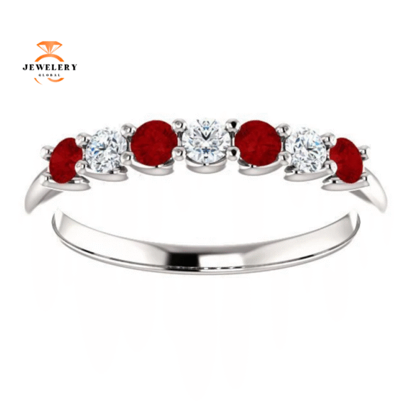 14KT GOLD 0.36 CTW RUBY & 0.18 CTW DIAMOND 7 STONE BAND - Image 15