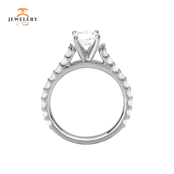 14KT 1/2 CTW Diamond Accent Cathedral Setting for 1 CT Diamond - Image 8