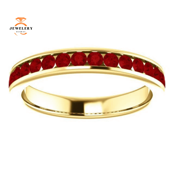 14KT GOLD 0.64 CTW ROUND RUBY CHANNEL-SET BAND - Image 14