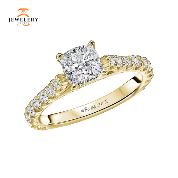14KT 1/2 CTW Diamond Accent Cathedral Setting for 1 CT Diamond
