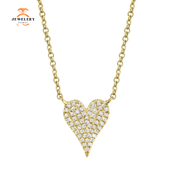 14KT GOLD 0.11 CTW DIAMOND PAVE HEART NECKLACE - Image 2
