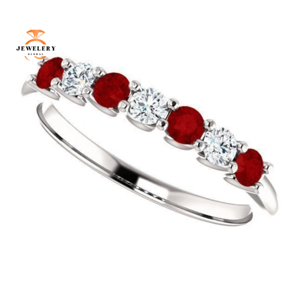 14KT GOLD 0.36 CTW RUBY & 0.18 CTW DIAMOND 7 STONE BAND - Image 17