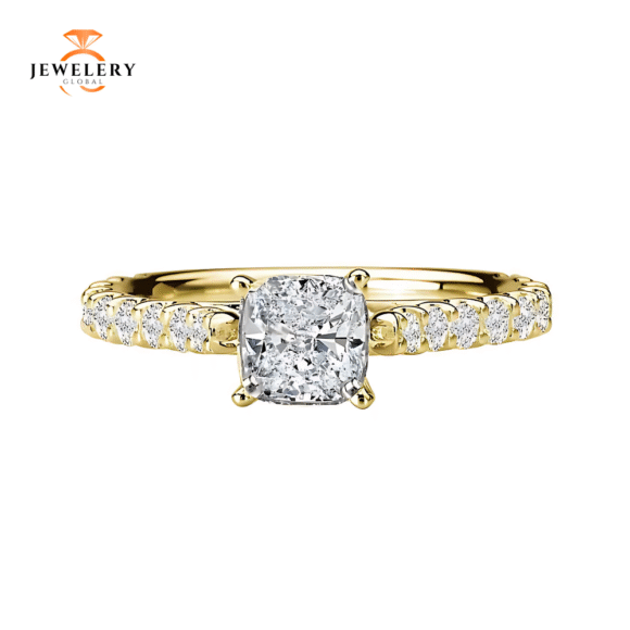 14KT 1/2 CTW Diamond Accent Cathedral Setting for 1 CT Diamond - Image 2