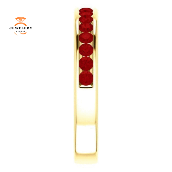 14KT GOLD 0.64 CTW ROUND RUBY CHANNEL-SET BAND - Image 16