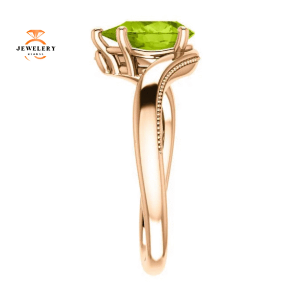 14KT GOLD 1.50 CTW PEAR SHAPE PERIDOT RING - Image 4