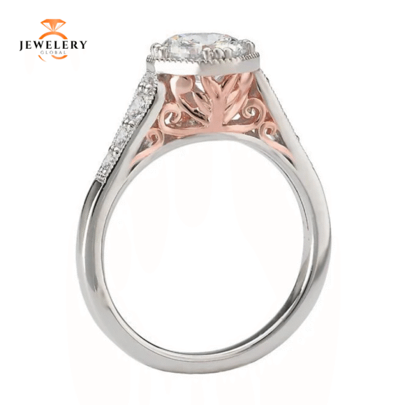 14KT 1/5 CTW DIAMOND OCTAGON VINTAGE SETTING FOR 1 CT ROUND - Image 4