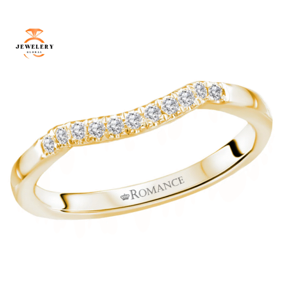 14KT GOLD 1/4 CTW ROUND DIAMOND CURVED 11 STONE BAND - Image 2