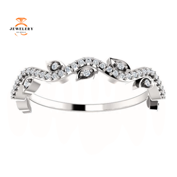 14KT GOLD 1/6 CTW ROUND DIAMOND LEAF RING - Image 3