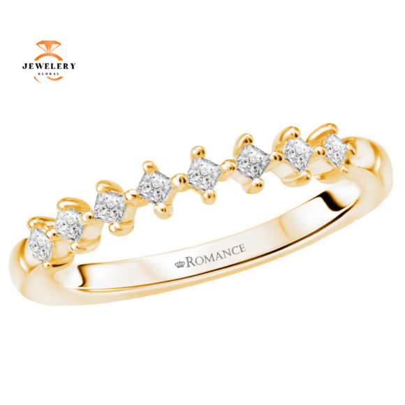 14KT Gold 5-8 CTW Princess Diamond 8 Stone Band