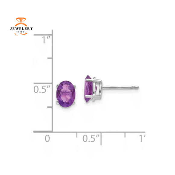 14KT GOLD OVAL AMETHYST EARRINGS - Image 2