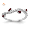 14KT WHITE GOLD .72 CTW GARNET & .21 CTW DIAMOND VINE RING