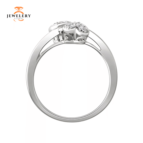 10KT WHITE GOLD 1/10 CTW DIAMOND DOUBLE HEART PROMISE RING - Image 2