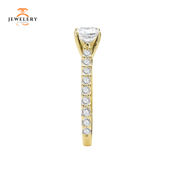 14KT 1/2 CTW Diamond Accent Cathedral Setting for 1 CT Diamond - Image 3