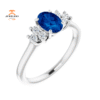 14KT GOLD 1.10 CT OVAL SAPPHIRE AND 1/5 CTW DIAMOND RING
